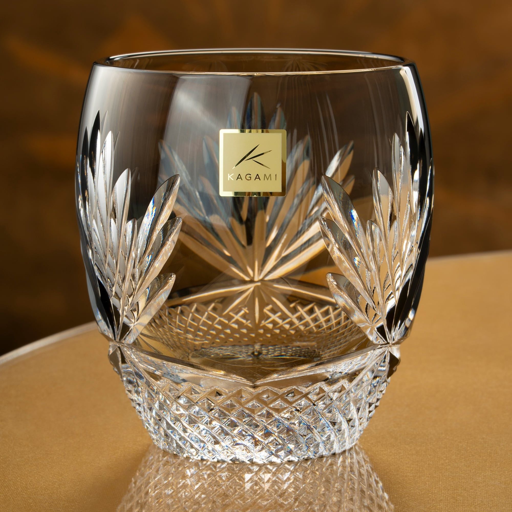  Ly pha lê rock glass Edo Kiriko 'Queen of The Night' 240ml màu trà | Kagami Crystal T727 - 2763-BLK 