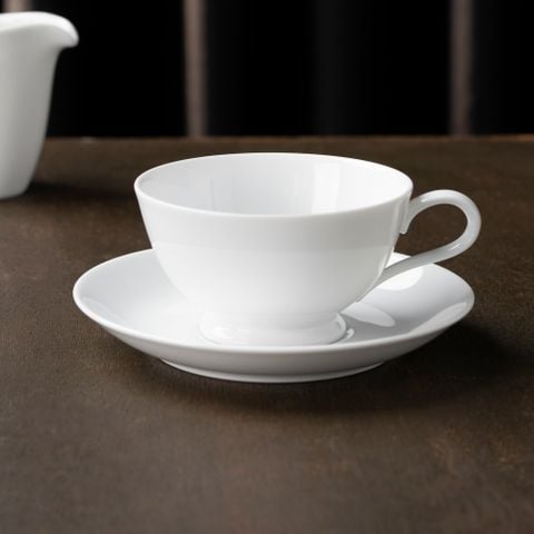 Chén trà (tách trà) dáng loe 200ml kèm đĩa lót sứ trắng | Art Stage 3-336L - T91389 
