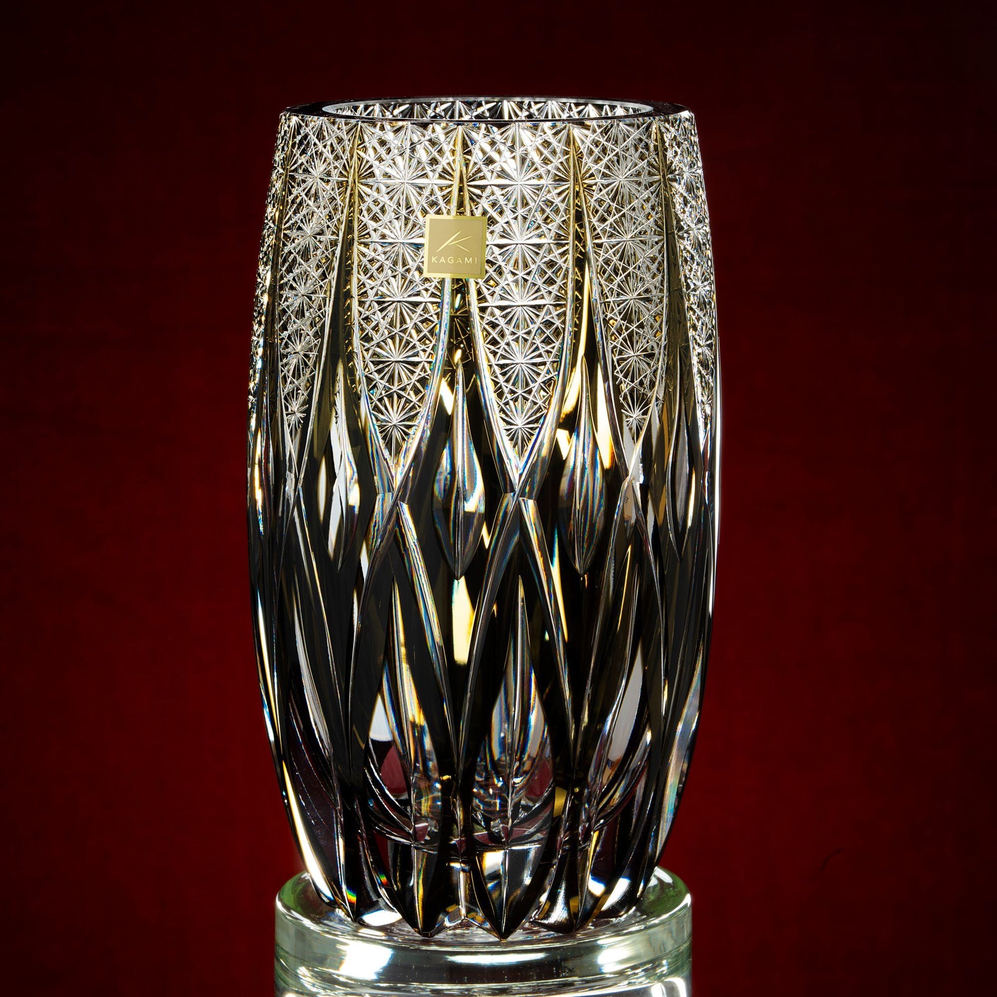  Bình hoa (lọ hoa) pha lê "RuRu" 20,6cm màu xanh trà được chế tác bởi nghệ nhân Tatsuya Nemoto | Kagami Crystal F684 - 3037-BLK 