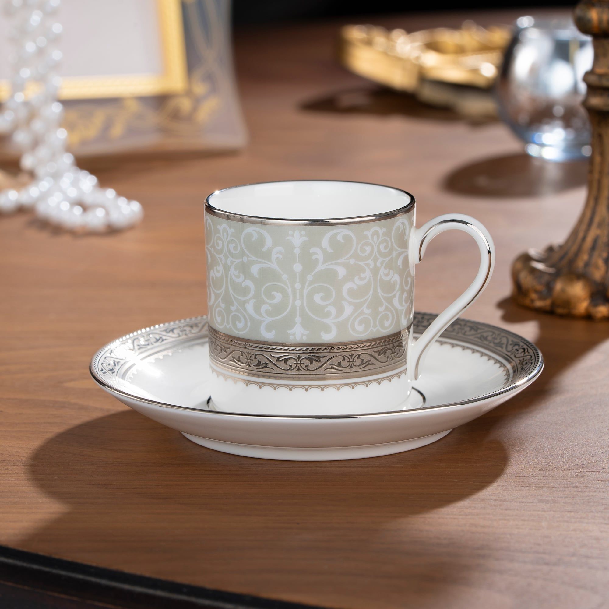  Bộ ấm chén uống trà nhỏ (ấm 650ml, chén 90ml) 13 món sứ xương | Odessa Platinum 4875L - T014S 