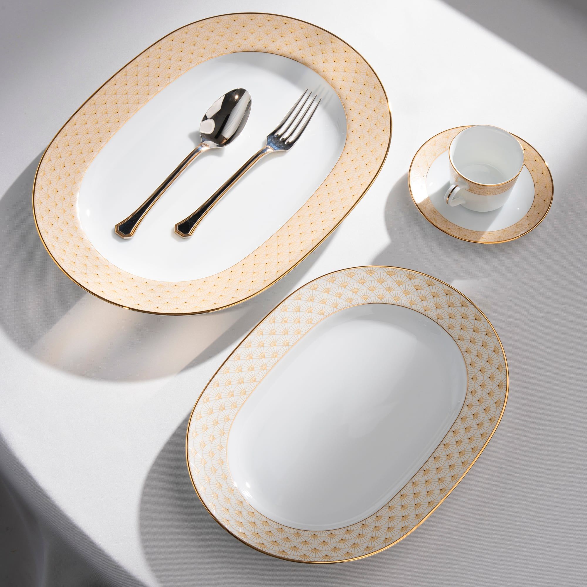  Bộ bát đĩa ăn châu Á đầy đủ 38 món (cho 6 người) sứ trắng | Trocadero Gold 1787L - D038AB 