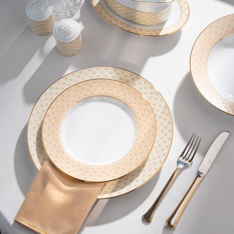  Bộ đĩa ăn kiểu Âu 22 món (cho 6 người) sứ trắng | Trocadero Gold 1787L - D024AM 