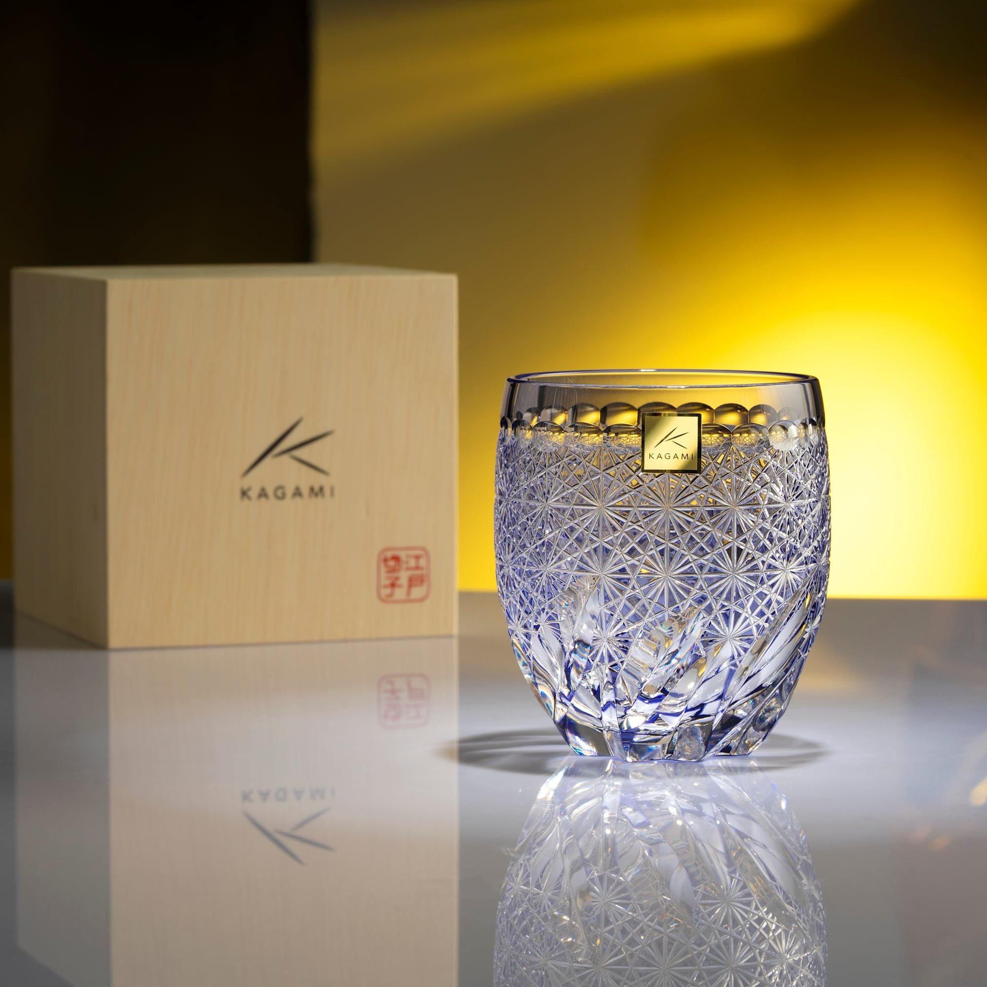  Ly pha lê rock glass họa tiết Edo Kiriko 'Fuga' 250ml màu tím được chế tác bởi nghệ nhân Hideaki Shinozaki | Kagami Crystal T775 - 3008-CMP 