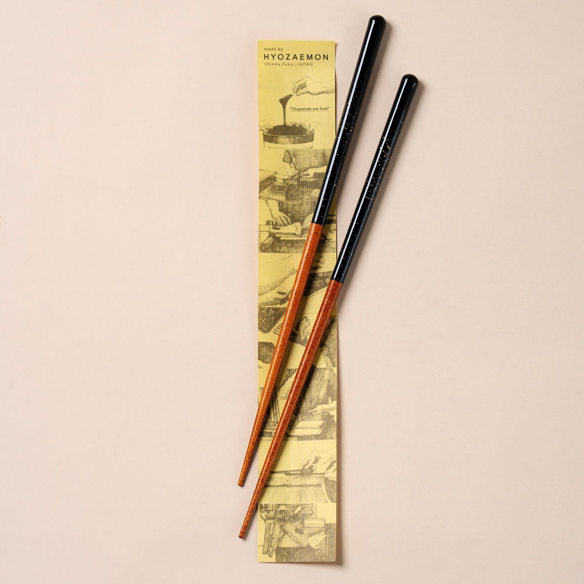  Bộ 05 đôi đũa gỗ Nhật Kin Chirashi sơn mài đen hạt vàng 23.5cm | Hyozaemon Chopstick 1115 - ST-128HG5 