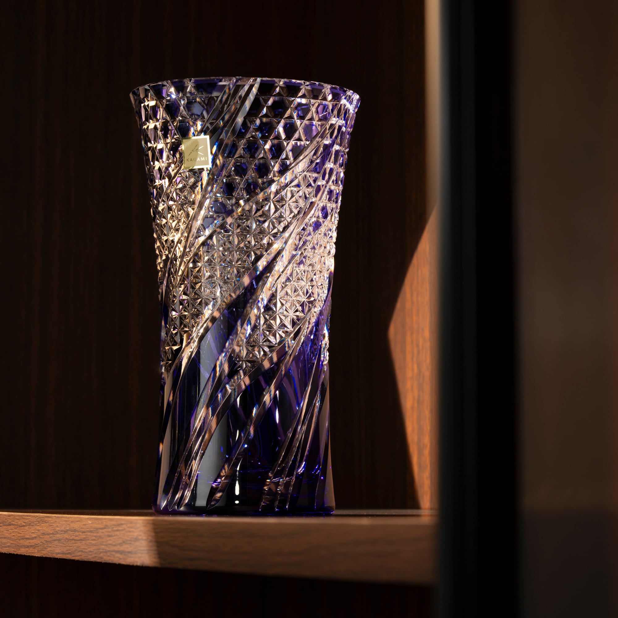  Bình hoa (lọ hoa) pha lê Edo Kiriko 'Wisteria' 19cm màu tím | Kagami Crystal F309 - 3025-CMP 
