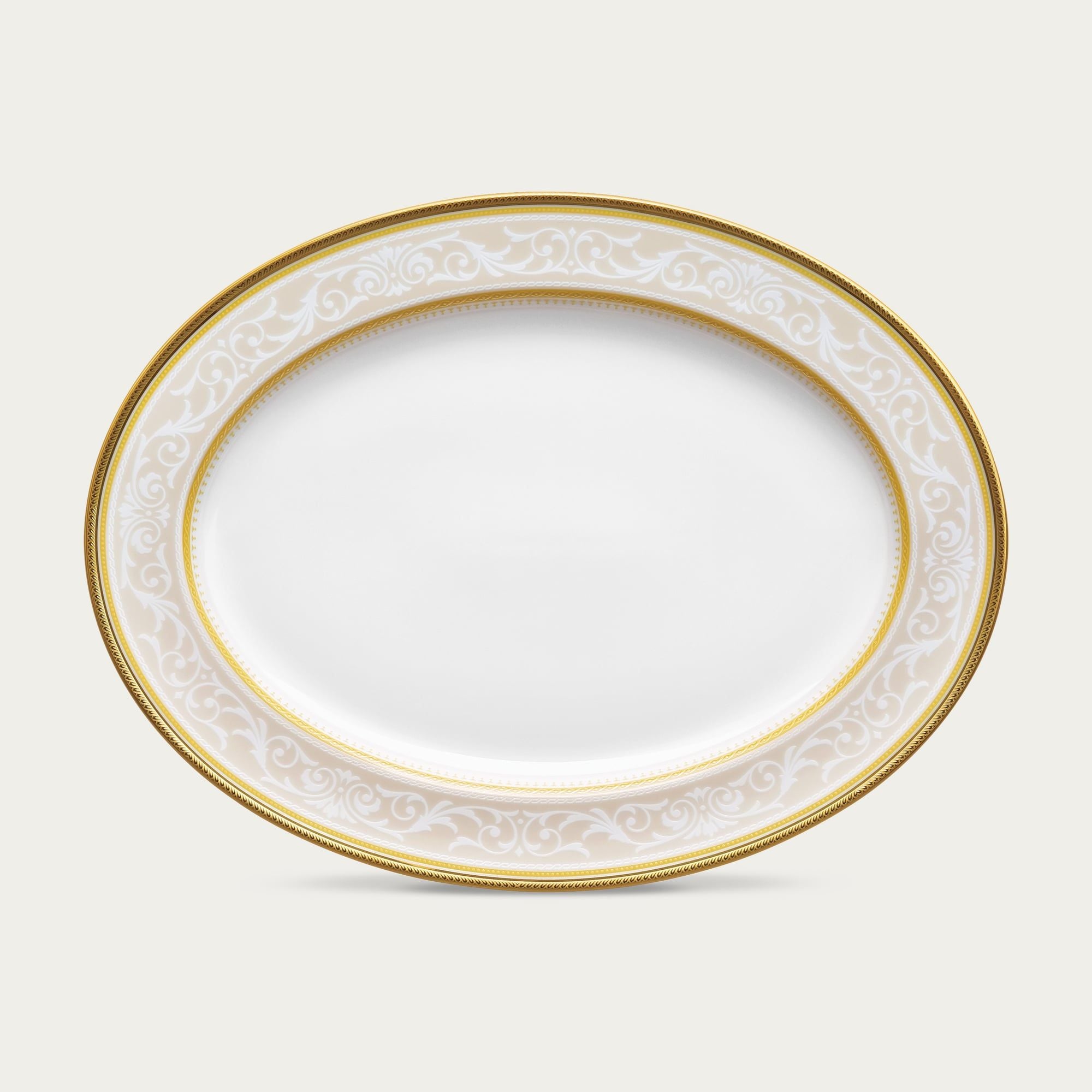  Đĩa Oval cỡ nhỏ (SM) dài 29,4cm sứ trắng | Glendonald Gold 1712L - 91345 
