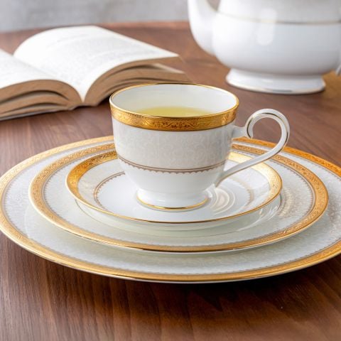  Bộ ấm chén uống trà (ấm 1.300ml, chén 230ml) 15 món sứ xương | Odessa Gold 4874L - T017A 