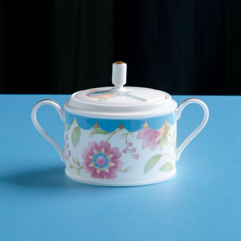  Bình (hũ) đường loại quai tròn dung tích 405ml kèm nắp đậy sứ xương | Reverie Garden 4997L - 93661 