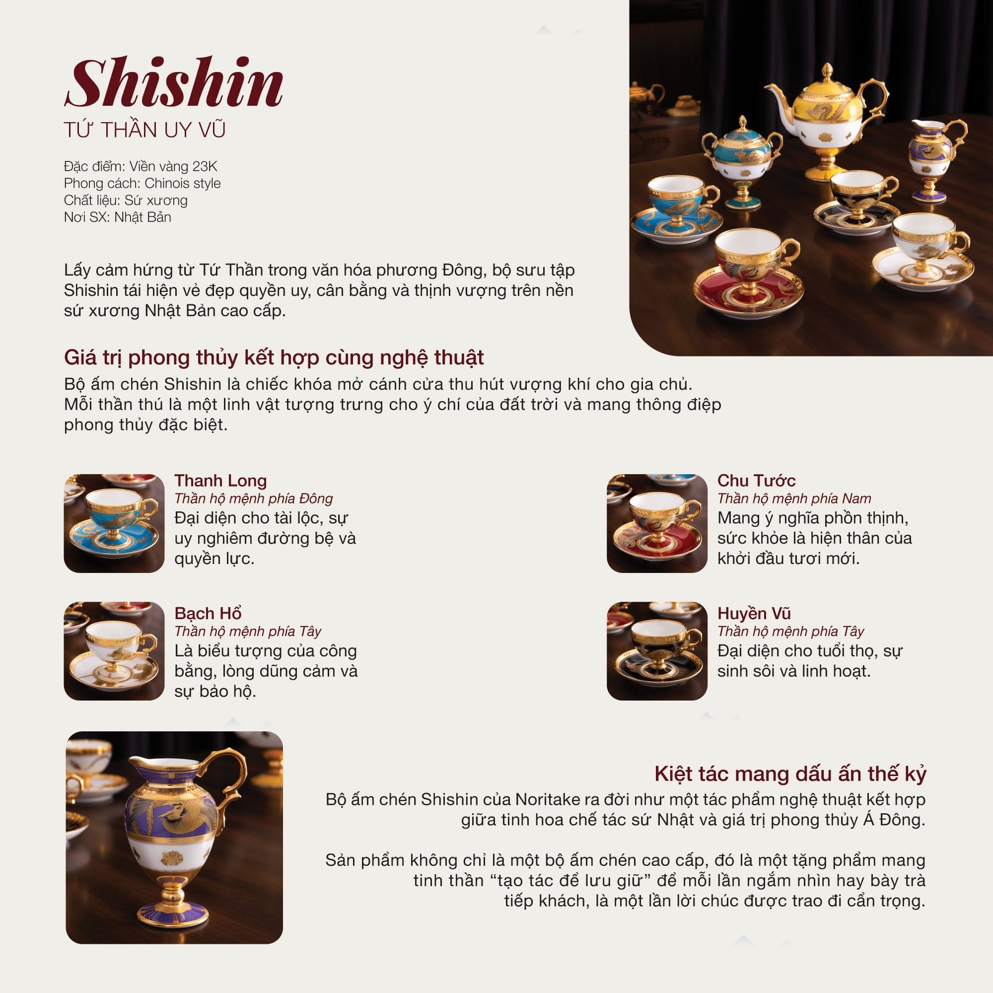  Bộ ấm chén uống trà 15 món sứ xương Nhật Bản cao cấp | Shishin 4696J - Y5031 