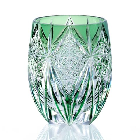  Ly pha lê rock glass họa tiết Edo Kiriko 'Subaru' 320ml màu xanh lá được chế tác bởi nghệ nhân Tatsuya Nemoto | Kagami Crystal T428 - 3006-CGR 