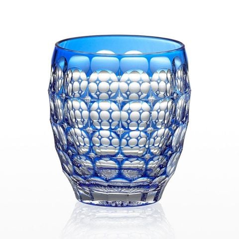  Ly pha lê rock glass Edo Kiriko 'Ajisai' 240ml màu xanh cobalt được chế tác bởi nghệ nhân Satoshi Nabeya | Kagami Crystal T727 - 2684-CCB 