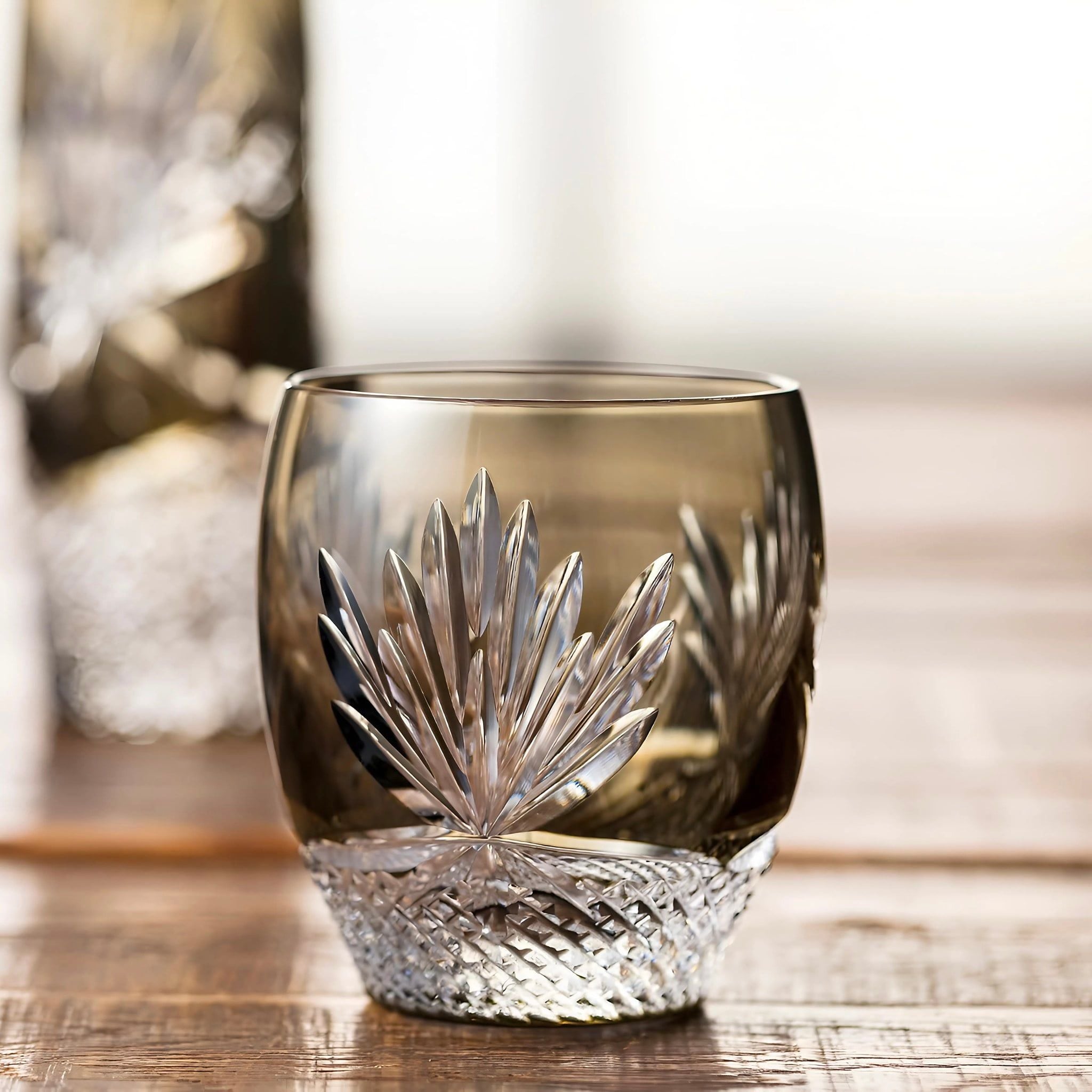  Ly pha lê rock glass Edo Kiriko 'Queen of The Night' 240ml màu trà | Kagami Crystal T727 - 2763-BLK 
