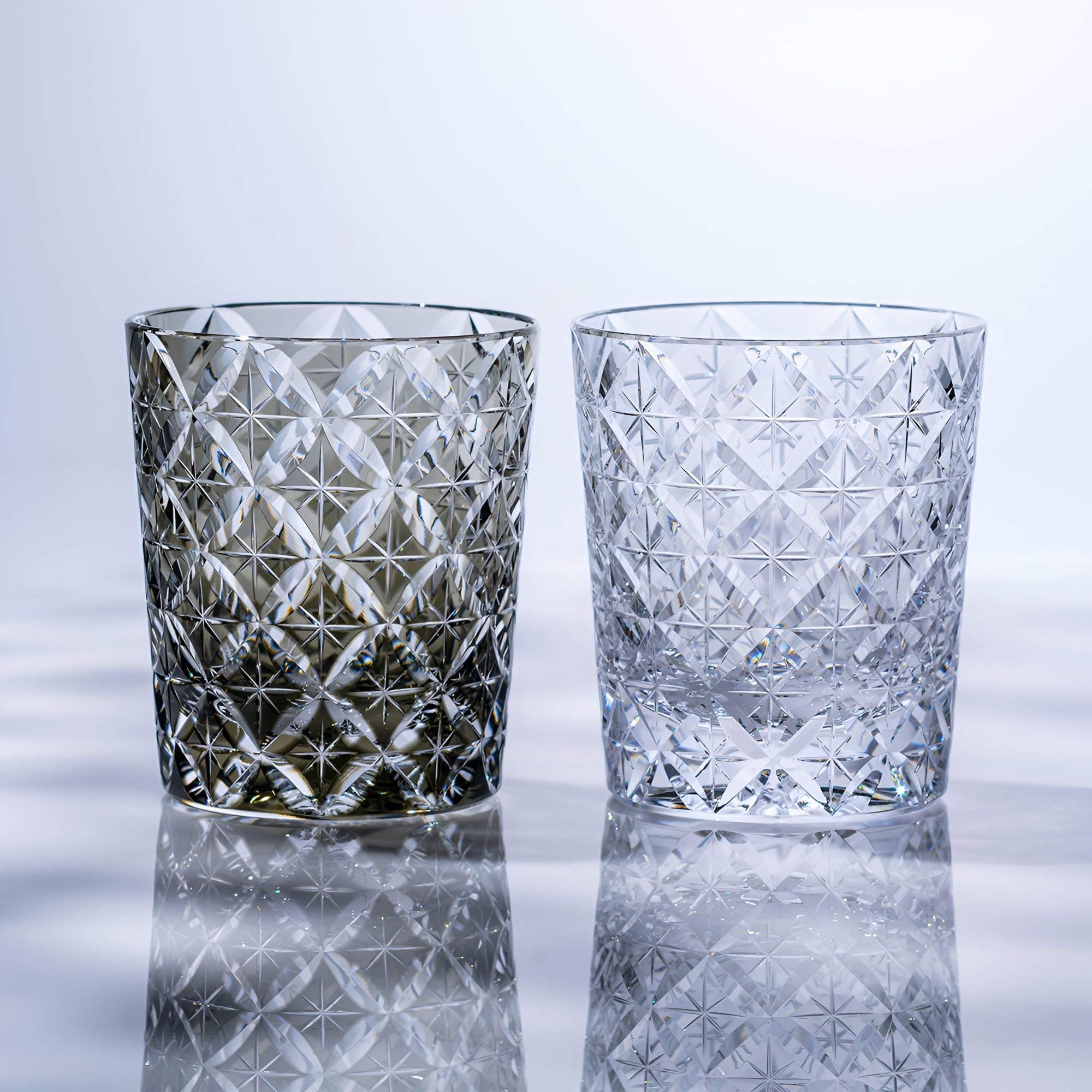 Ly pha lê rock glass họa tiết Edo Kiriko 'Shippo' 250ml được chế tác bởi nghệ nhân Satoshi Nabeya | Kagami Crystal T748 - 2834 