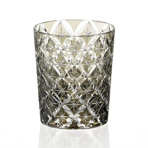  Ly pha lê rock glass họa tiết Edo Kiriko 'Shippo' 250ml màu trà được chế tác bởi nghệ nhân Satoshi Nabeya | Kagami Crystal T748 - 2834-BLK 