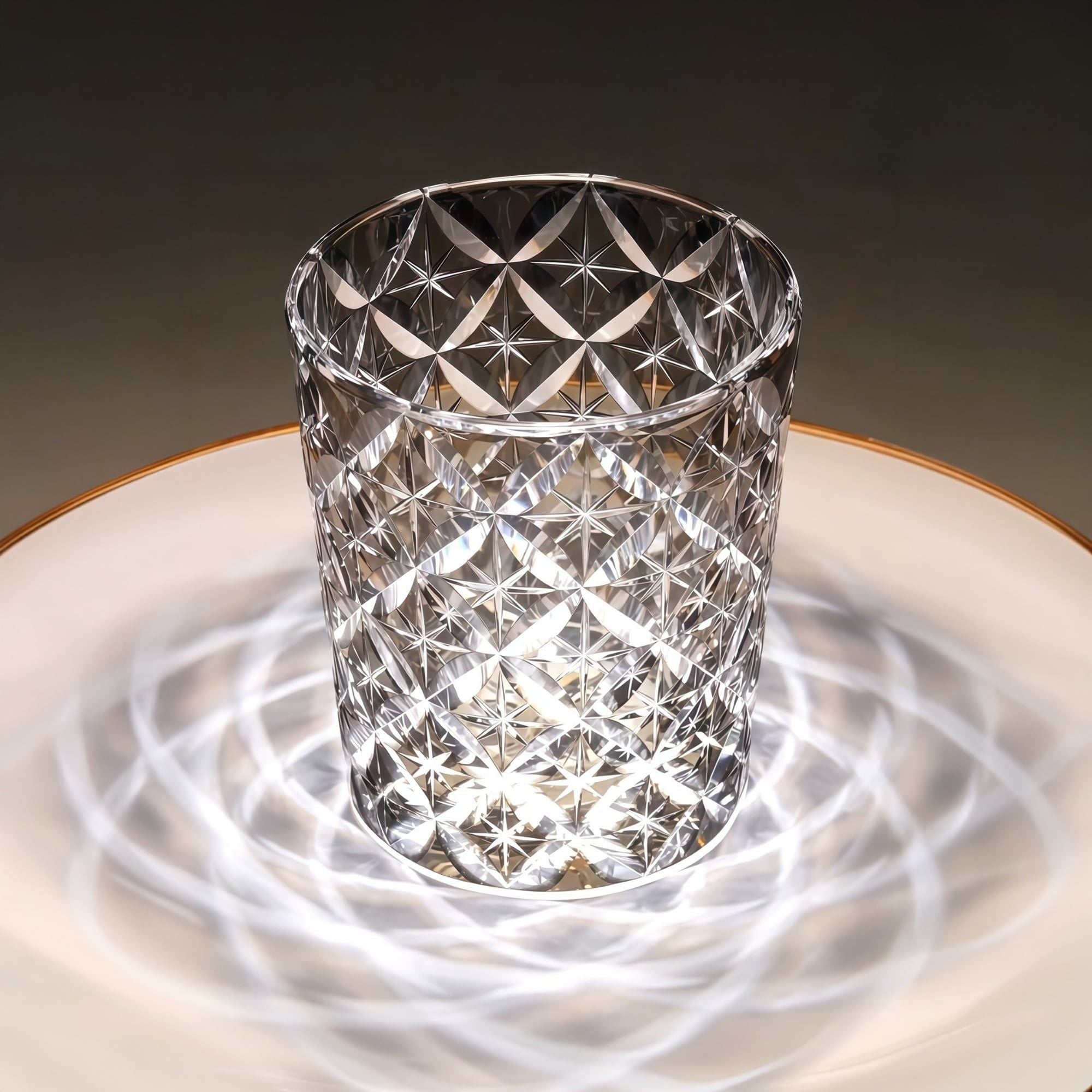  Ly pha lê rock glass họa tiết Edo Kiriko 'Shippo' 250ml màu trà được chế tác bởi nghệ nhân Satoshi Nabeya | Kagami Crystal T748 - 2834-BLK 