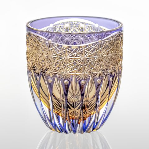  Ly pha lê rock glass Edo Kiriko 'Kaleidoscope' 330ml màu tím được chế tác bởi nghệ nhân Satoshi Nabetani | Kagami Crystal T785 - 3036-WUP 