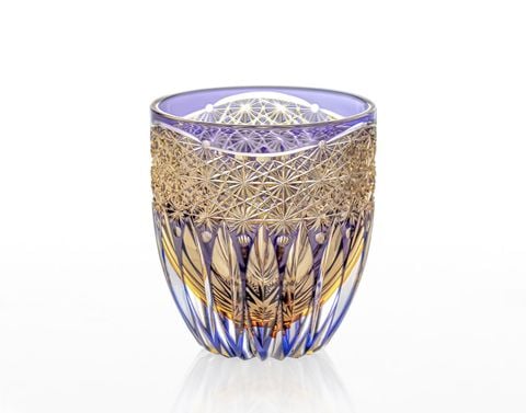 Ly pha lê rock glass Edo Kiriko 'Kaleidoscope' 330ml màu tím được chế tác bởi nghệ nhân Satoshi Nabeya | Kagami Crystal T785 - 3036-WUP 