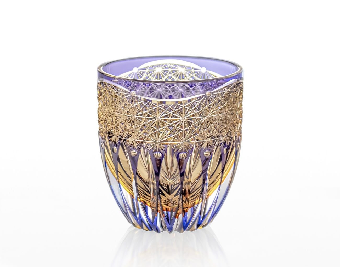  Ly pha lê rock glass Edo Kiriko 'Kaleidoscope' 330ml màu tím được chế tác bởi nghệ nhân Satoshi Nabeya | Kagami Crystal T785 - 3036-WUP 