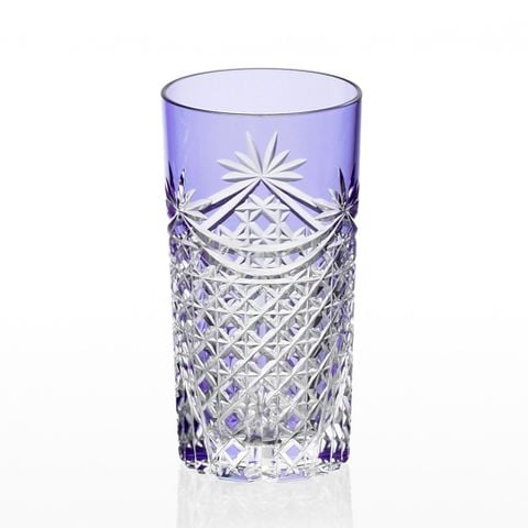  Ly (cốc) pha lê highball họa tiết Edo Kiriko (Square Basket Weave) 250ml màu tím | Kagami T369 - 2835-CMP 
