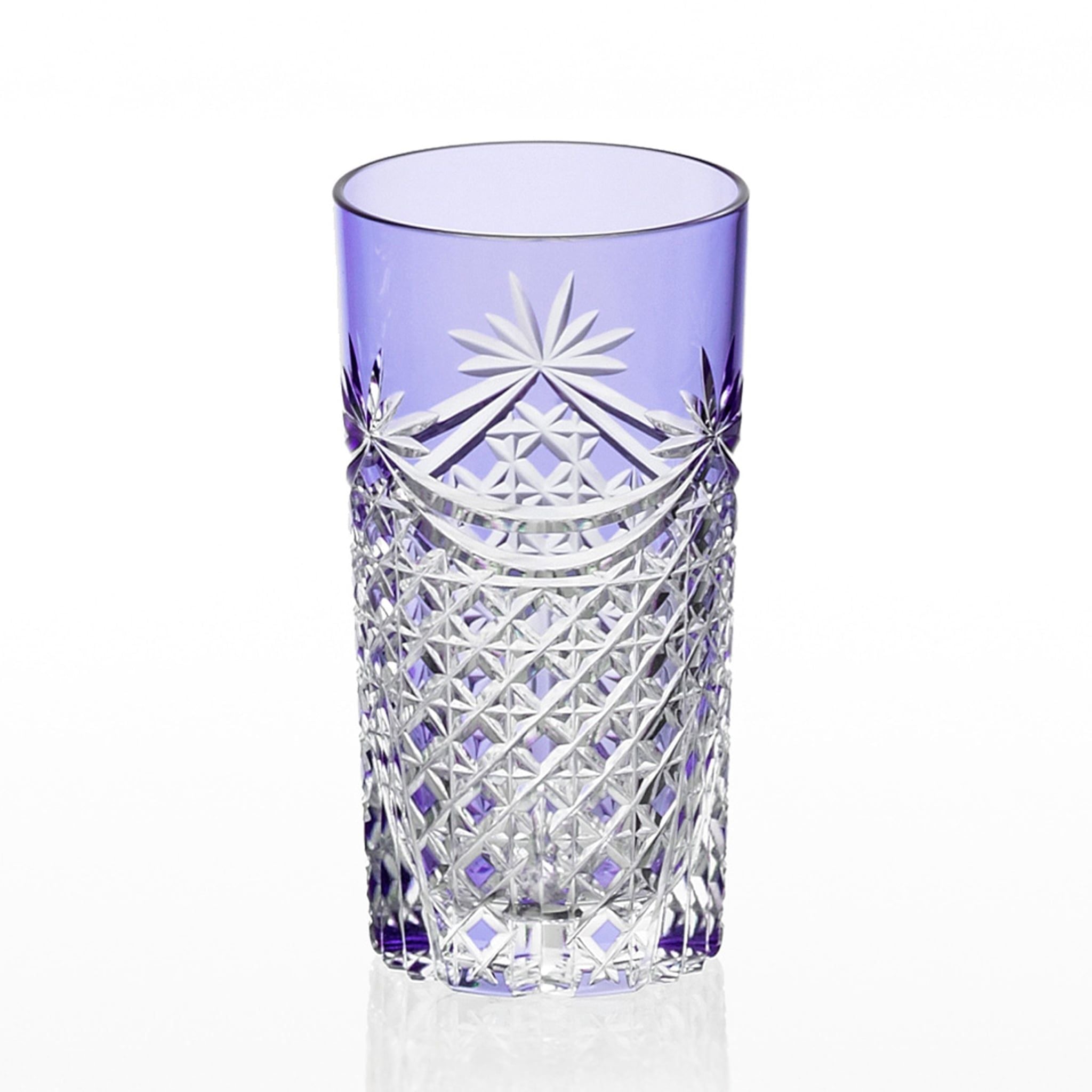  Ly (cốc) pha lê highball họa tiết Edo Kiriko (Square Basket Weave) 250ml màu tím | Kagami T369 - 2835-CMP 