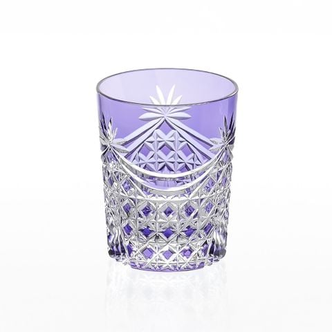  Ly pha lê rock glass họa tiết Edo Kiriko (Square Basket Weave) dung tích 240ml màu tím | Kagami T370 - 2835-CMP 