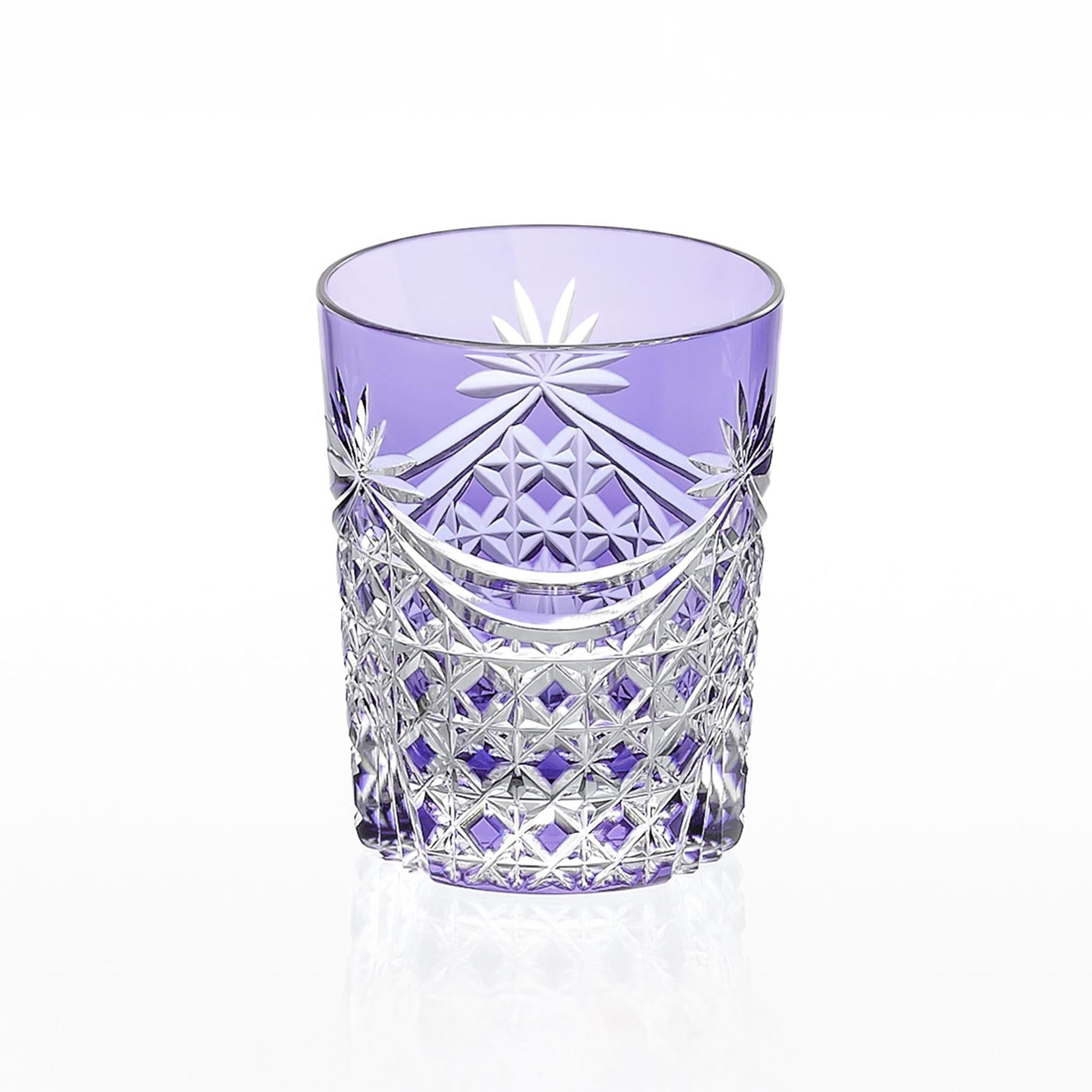  Ly pha lê rock glass họa tiết Edo Kiriko (Square Basket Weave) dung tích 240ml màu tím | Kagami T370 - 2835-CMP 