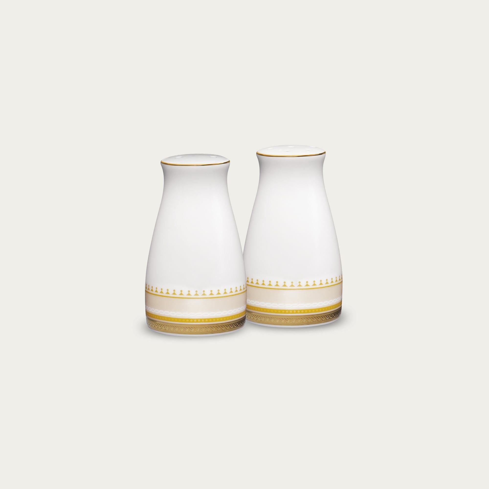  Bộ lọ đựng tiêu (3 lỗ) và muối (7 lỗ) cao 8,6cm sứ trắng | Glendonald Gold 1712L - 919710 