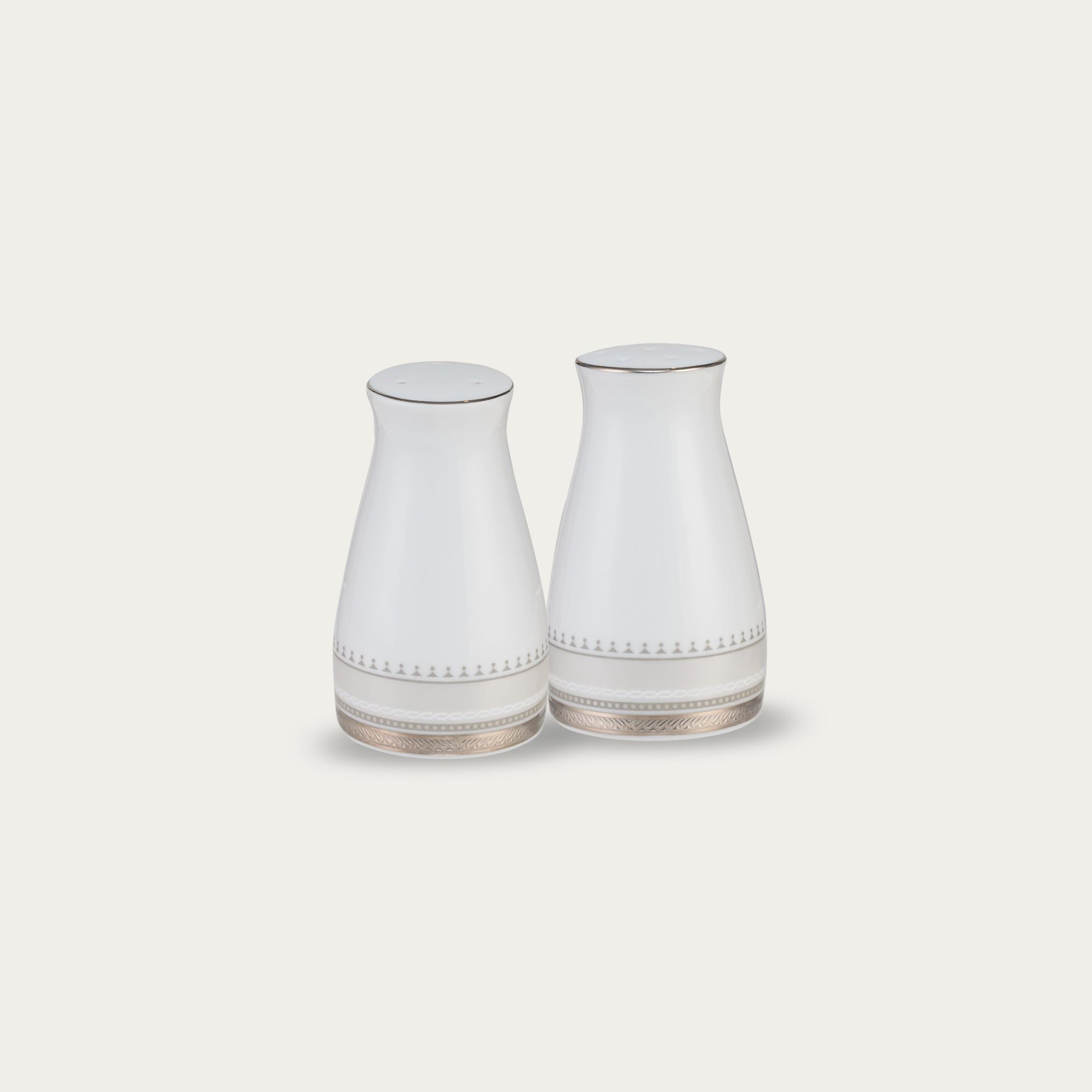  Bộ lọ đựng tiêu (3 lỗ) và muối (7 lỗ) cao 8,6cm sứ trắng | Glendonald Platinum 1713L - 919710 