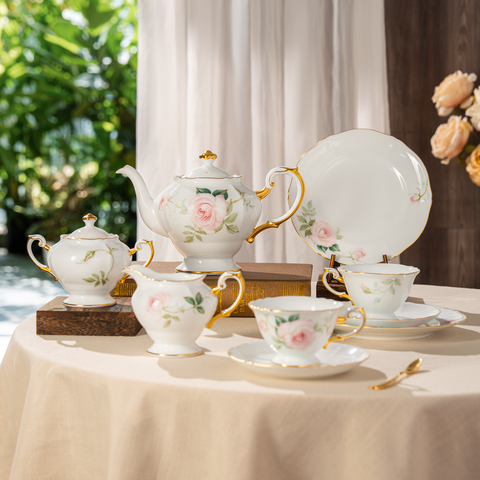  Bộ ấm chén uống trà 23 món sứ Nhật cao cấp | Fairy Rose 5701 - 70MJY 