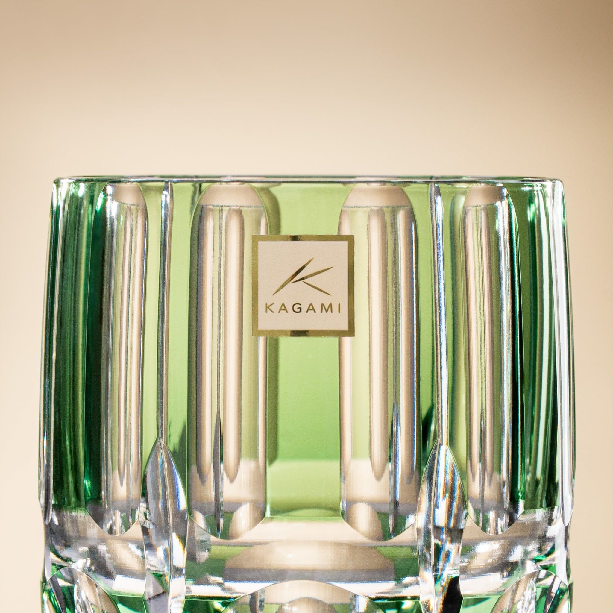  Ly pha lê rock glass Edo Kiriko 'Bamboo Zen' 250ml màu xanh lá | Kagami Crystal T117 - 1908-CGR 