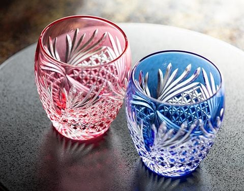  Cặp ly pha lê rock glass Edo Kiriko 