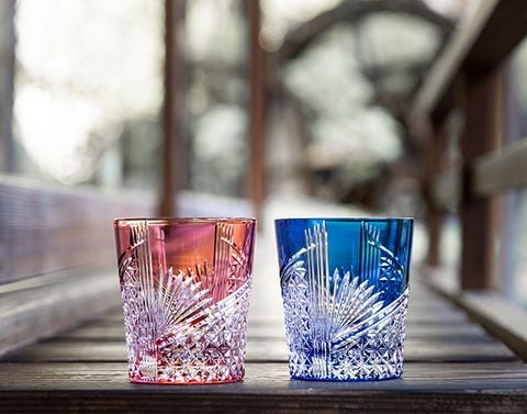  Cặp ly pha lê rock glass Edo Kiriko 