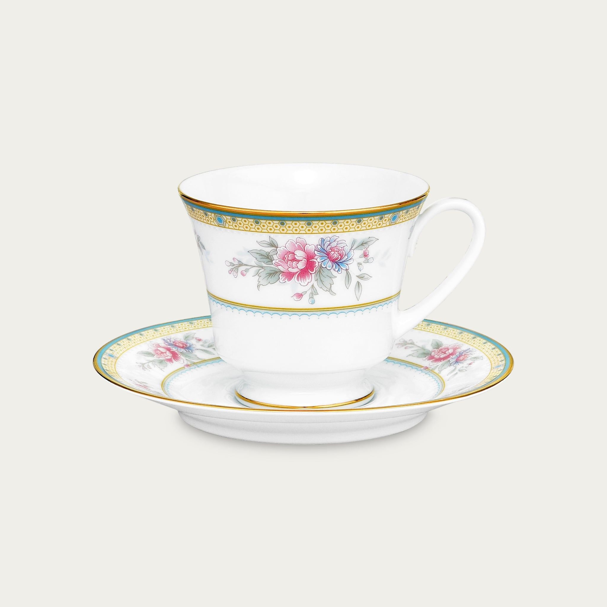  Chén trà (tách trà) dung tích 230ml kèm đĩa lót sứ trắng | Flourishing Meadow M-677L - T91189 