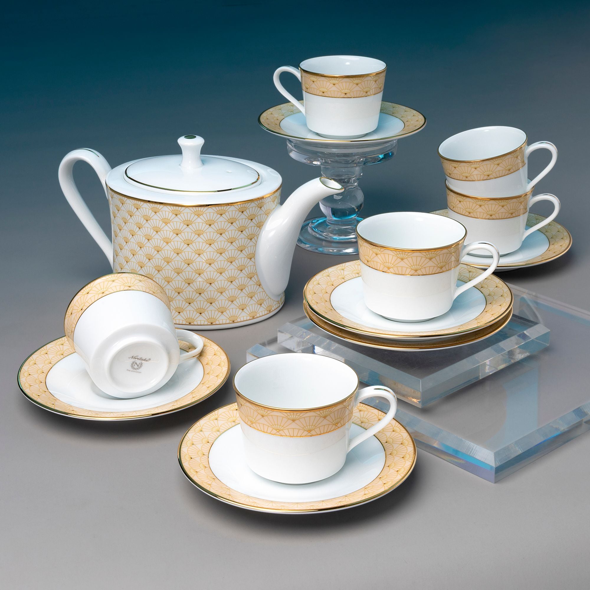  Chén trà (tách trà) nhỏ dung tích 100ml kèm đĩa lót sứ trắng | Trocadero Gold 1787L - T91992 