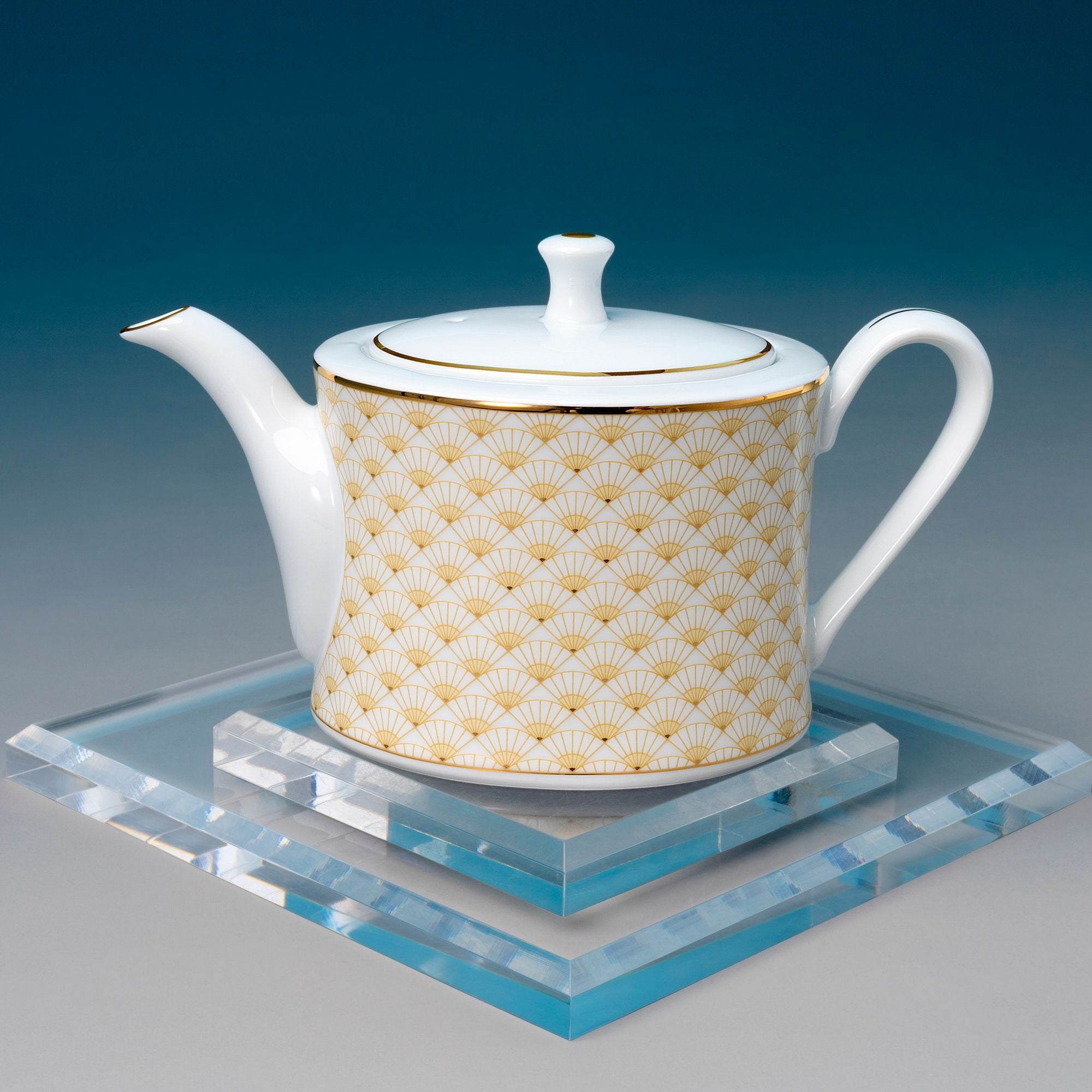  Bộ ấm chén uống trà nhỏ (ấm 630ml, chén 100ml) 13 món sứ trắng | Trocadero Gold 1787L - T014S 