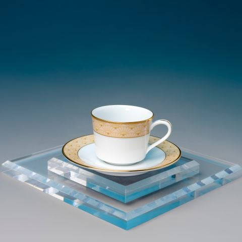  Chén trà (tách trà) nhỏ dung tích 100ml kèm đĩa lót sứ trắng | Trocadero Gold 1787L - T91992 