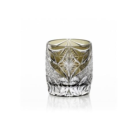  Ly pha lê uống sake họa tiết Edo Kiriko 'Keiunkai' 120ml màu trà được chế tác bởi nghệ nhân Tatsuya Nemoto | Kagami T485 - 3007-BLK 