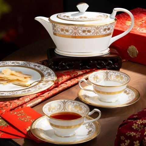  Bộ ấm chén trà (ấm 1.440ml, chén loe 220ml) 13 món sứ xương Nhật Bản | Georgian Palace 4858J - T014L 