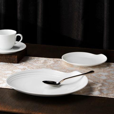 Bộ bát đĩa ăn châu Á 38 món (đĩa vuông, tam giác, sóng biển ) sứ trắng | Arctic White 4000L - D038AM 