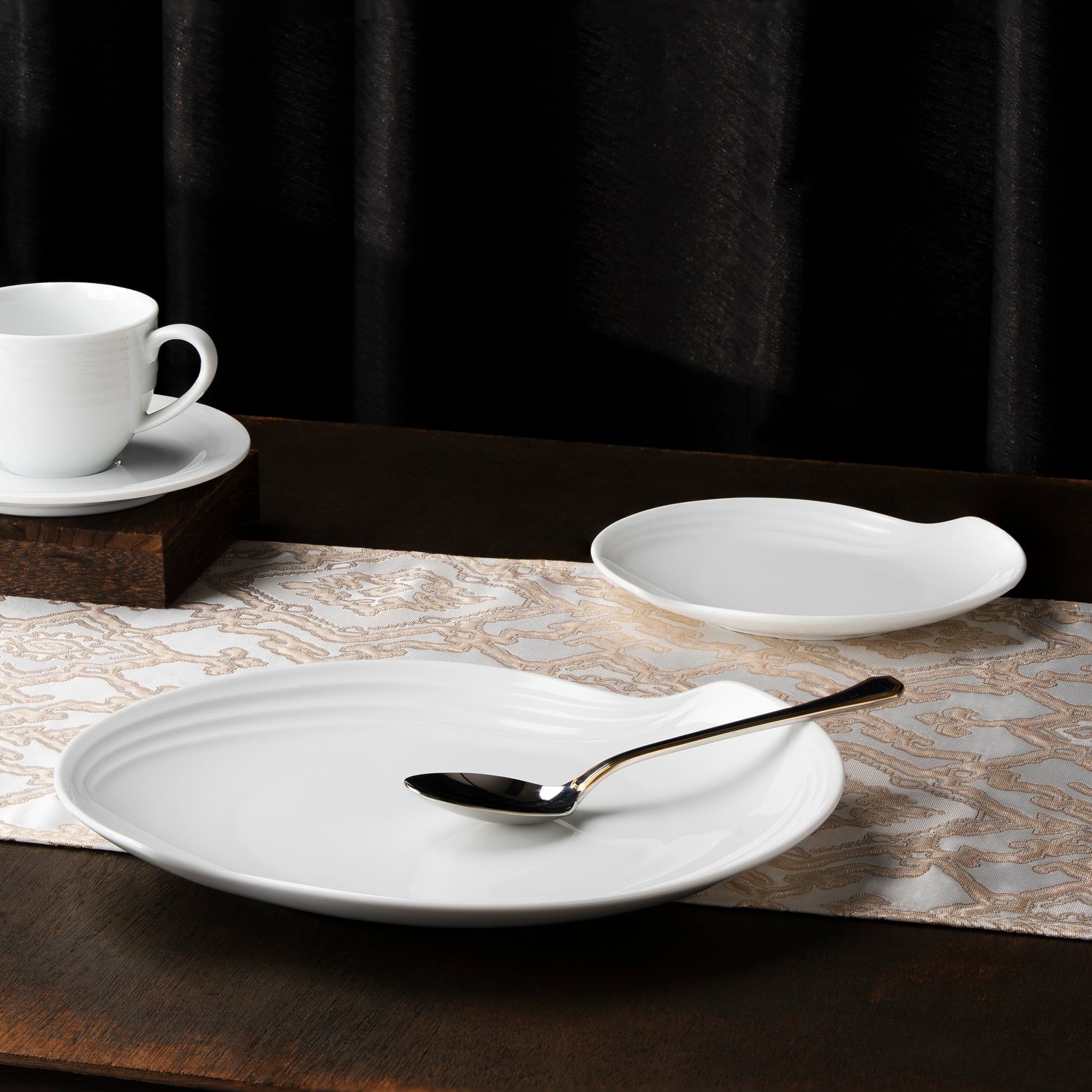  Bộ bát đĩa ăn châu Á 38 món (đĩa vuông, tam giác, sóng biển ) sứ trắng | Arctic White 4000L - D038AM 