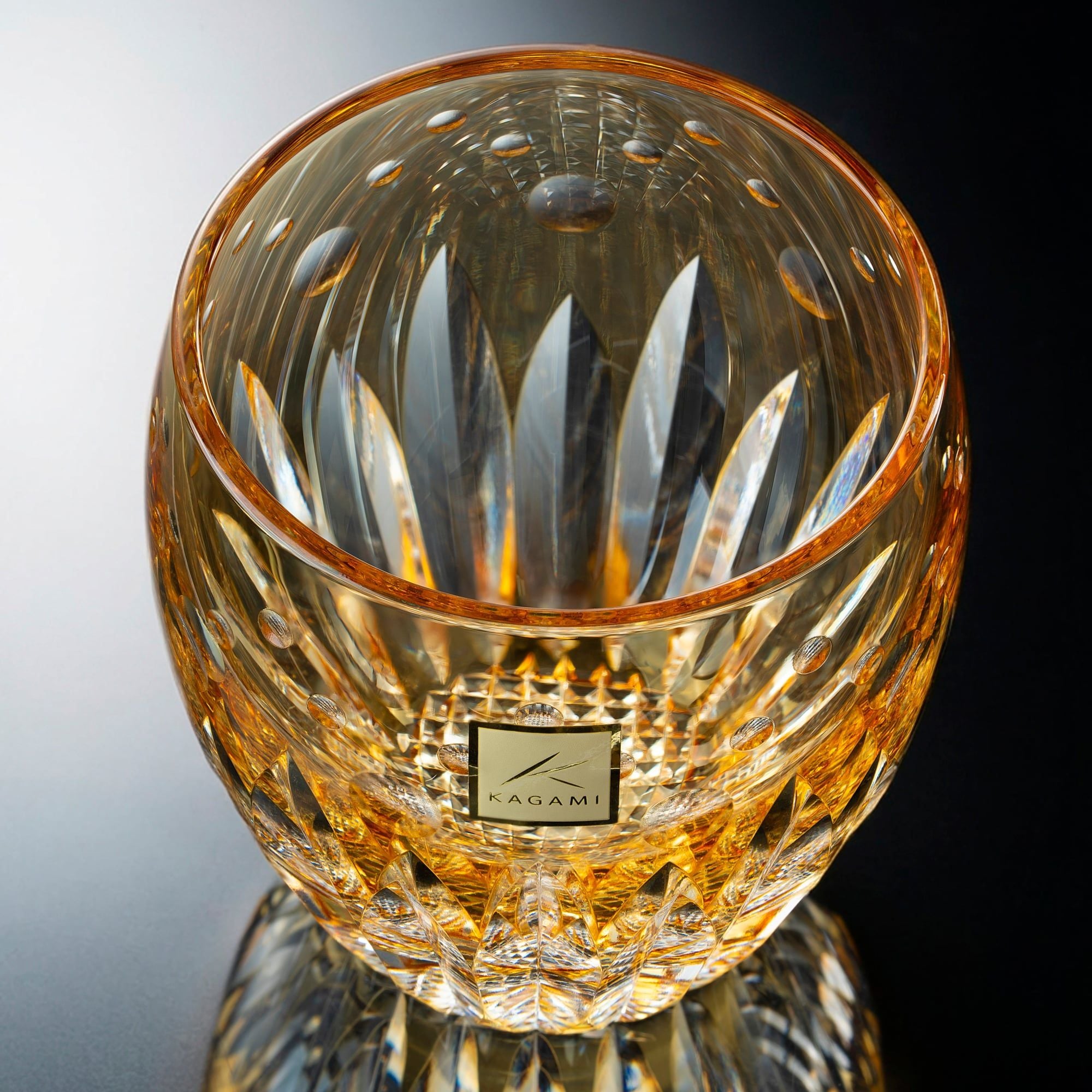  Ly pha lê rock glass Edo Kiriko "Sunflower" 240ml màu vàng được chế tác bởi nghệ nhân Satoshi Nabeya | Kagami Crystal T727 - 2839-CUM 