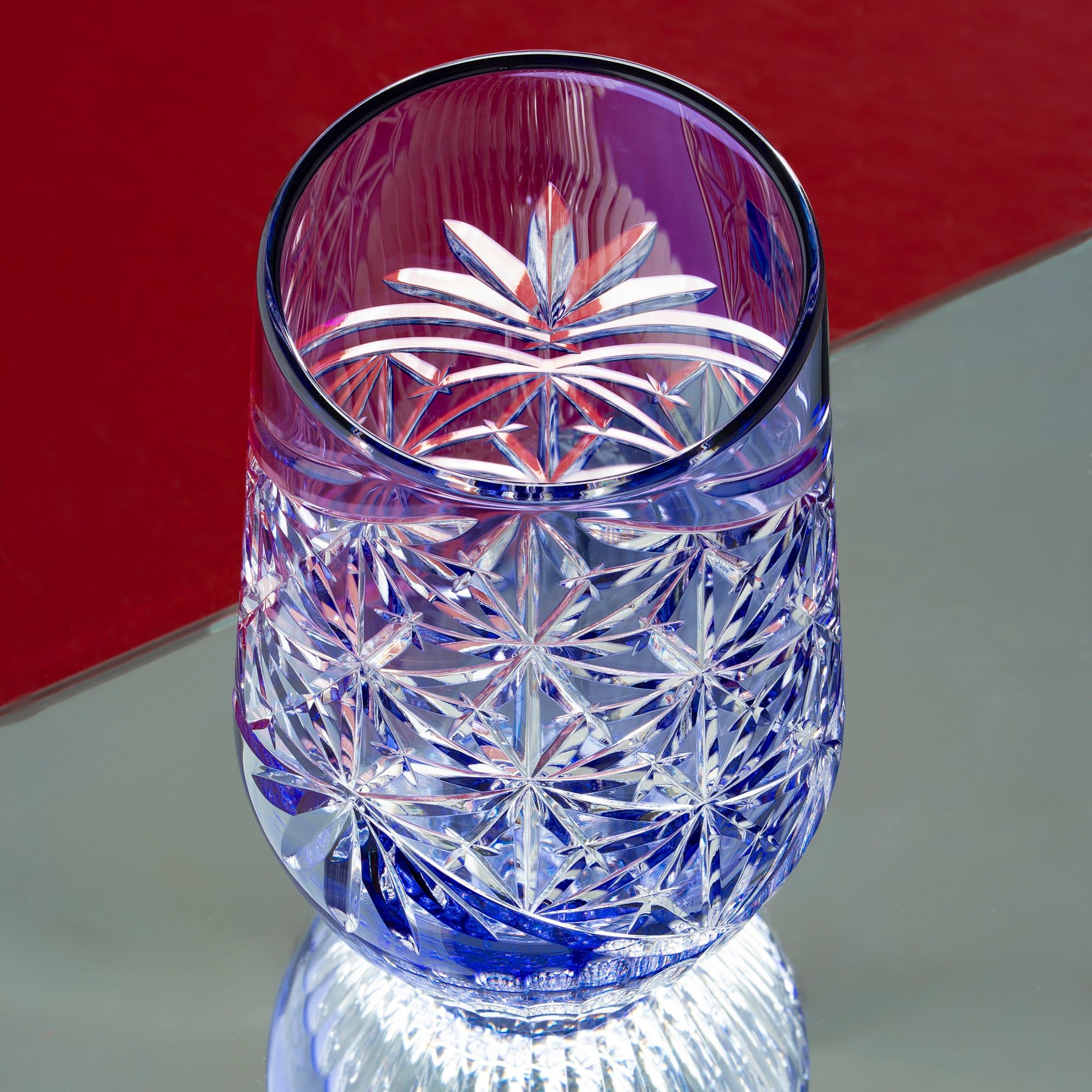  Ly pha lê tumbler Edo Kiriko "Hemp Leaf" dung tích 380ml màu tím | Kagami Crystal T777 - 3028-CMP 