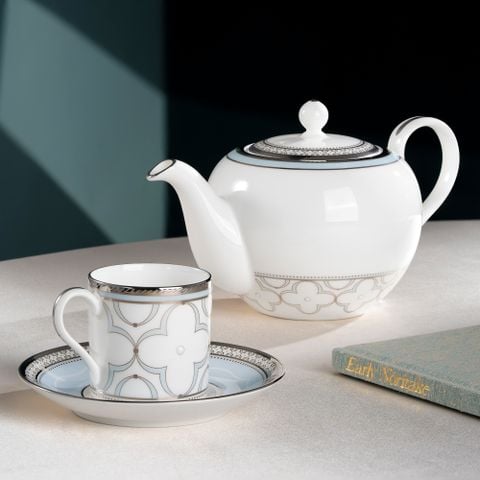  Bộ ấm chén uống trà nhỏ (ấm 650ml, chén 90ml) 13 món sứ xương | Trefolio Platinum 4957L - T014S 