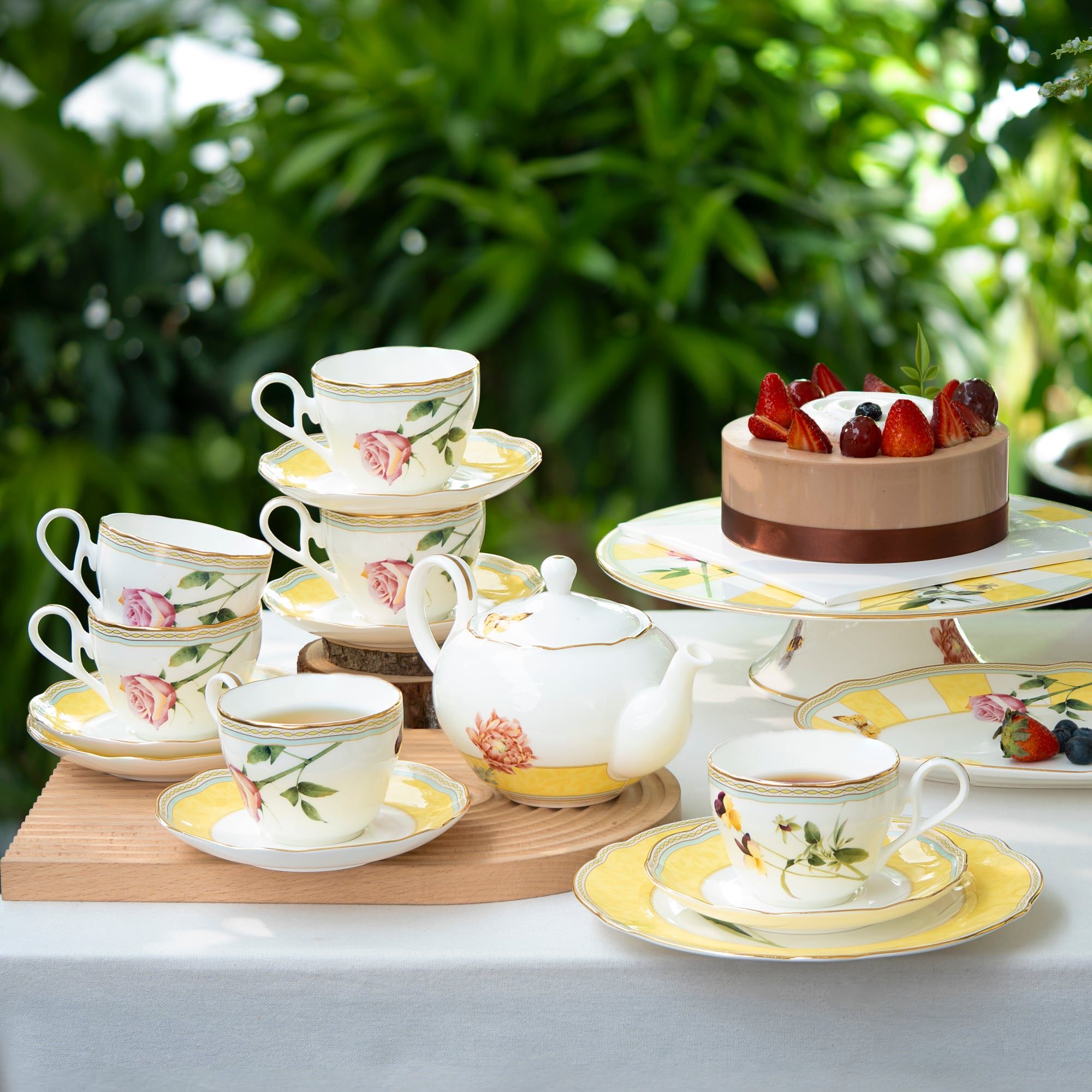  Bộ ấm chén uống trà 13 món (ấm 600ml, tách 250ml) sứ xương | Harvest Dream 4989L - T014M 