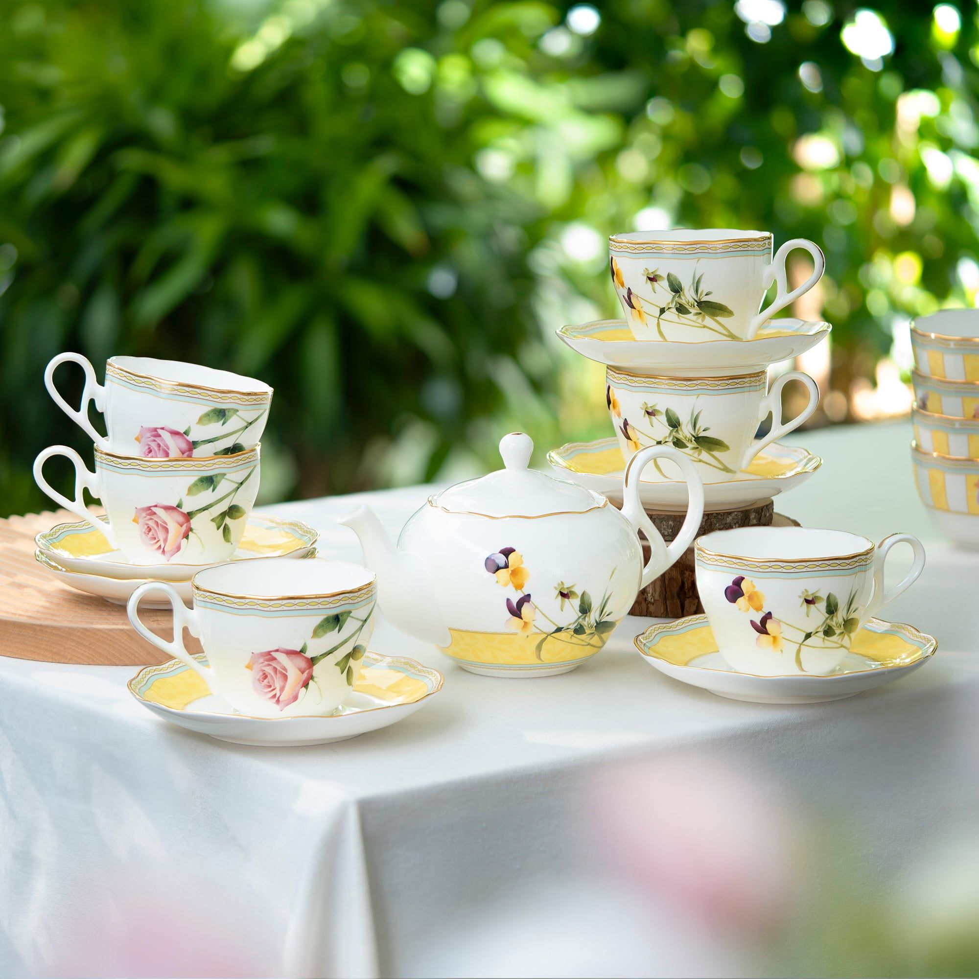  Bộ ấm chén uống trà 13 món (ấm 600ml, tách 250ml) sứ xương | Harvest Dream 4989L - T014M 