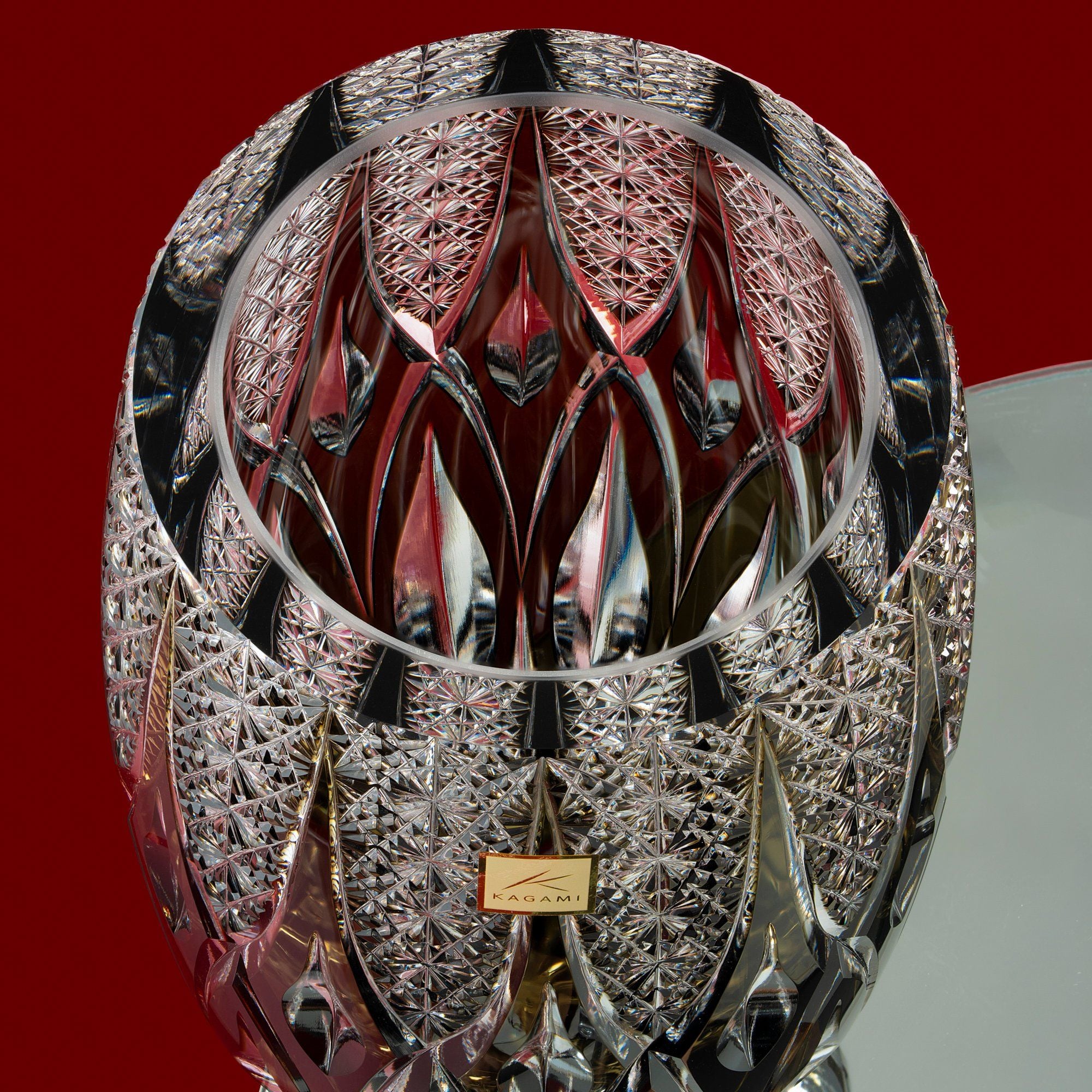  Bình hoa (lọ hoa) pha lê "RuRu" 20,6cm màu xanh trà được chế tác bởi nghệ nhân Tatsuya Nemoto | Kagami Crystal F684 - 3037-BLK 