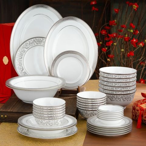  Bộ bát đĩa ăn châu Á đầy đủ 38 món (cho 6 người) sứ xương | Summit Platinum 4919L - D038AC 