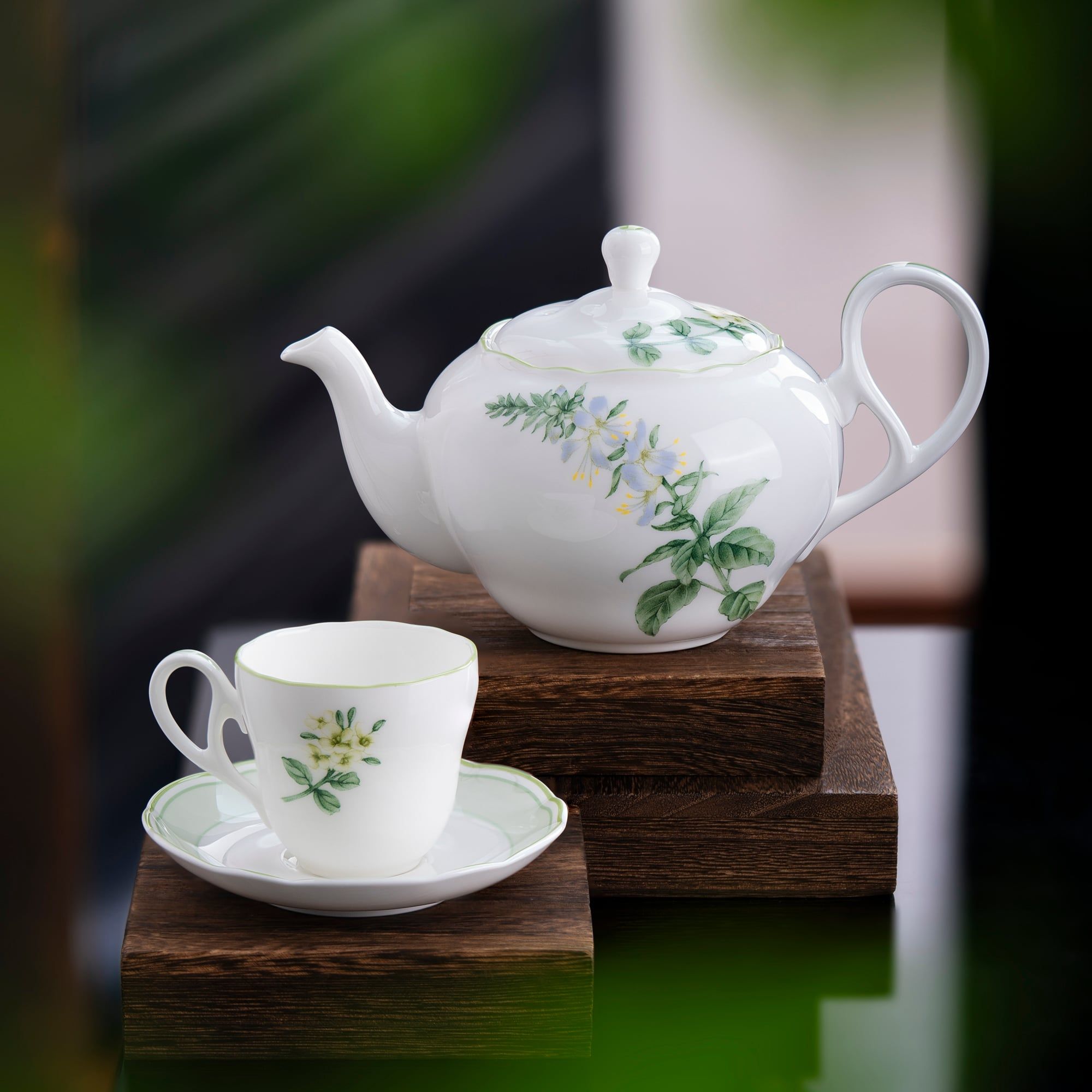  Bộ ấm chén uống trà nhỏ (ấm 600ml, chén 105ml) 13 món sứ xương | English Herbs 4942L - T014S 
