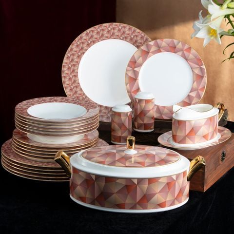  Bộ đĩa ăn kiểu Âu 22 món (cho 6 người) sứ xương | Splendid Umber 4970L - D024AP 