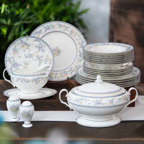  Bộ đĩa ăn kiểu Âu 22 món (cho 6 người) sứ xương | Jardin Fleuri 4910L - D024AN 